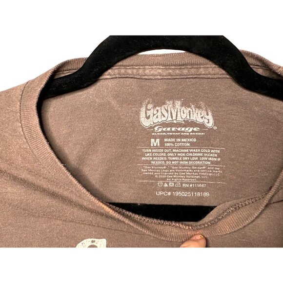 Gas Monkey Garage Distressed Brown Short Sleeve Tee Cotton Medium - Picture 4 of 4